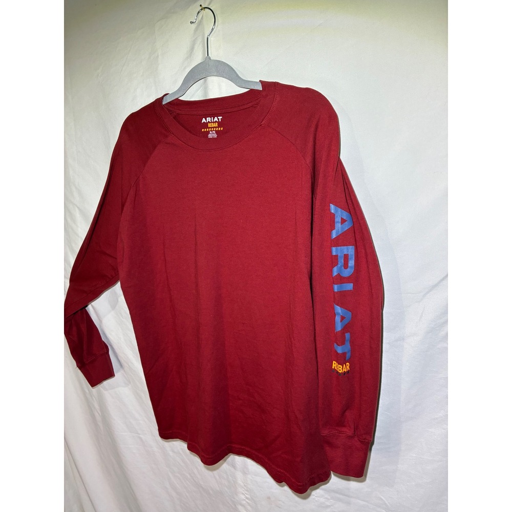 Ariat Rebar Cotton Strong Logo Graphic LS T-Shirt Red Mens XL 10046152